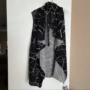 Plus Size Black and White Vest with Tie